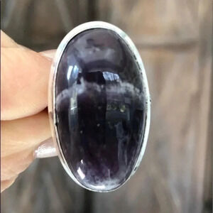 SIZE 7 Banded Amethyst 925 Sterling Silver Ring NWT